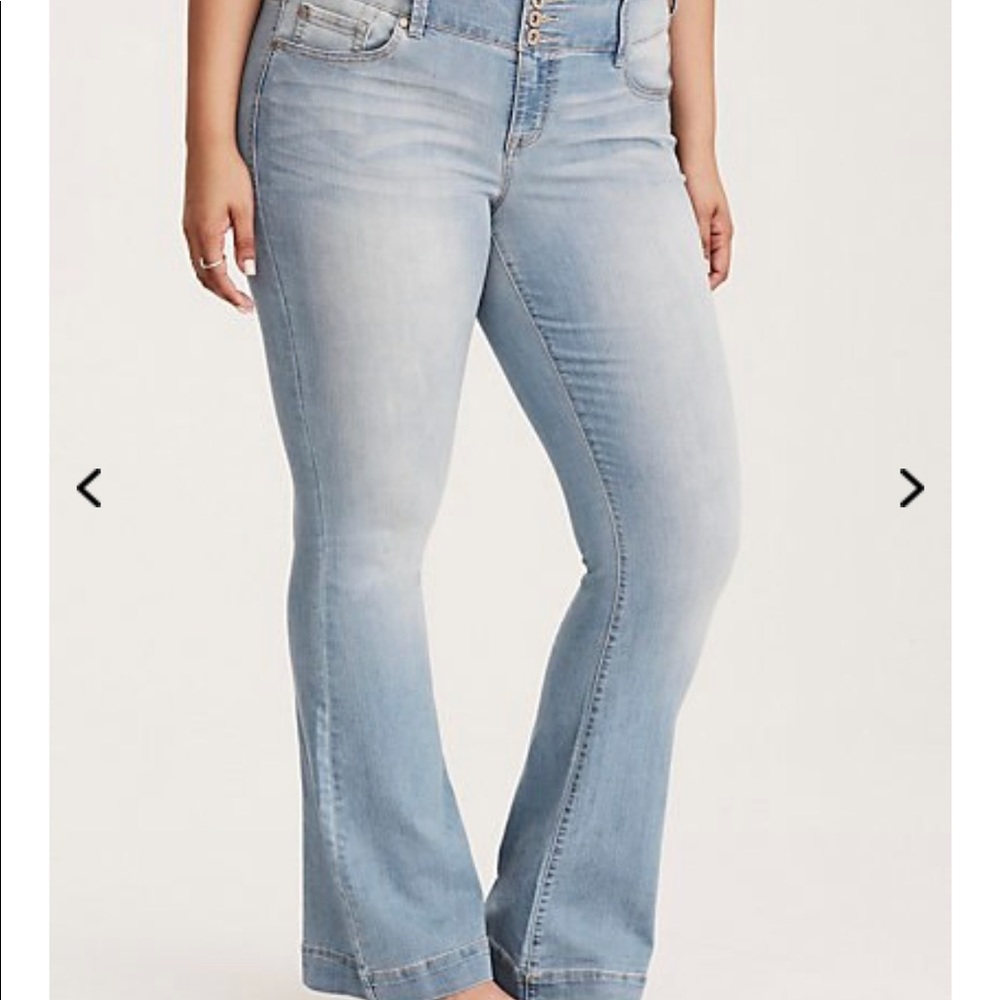 Torrid Three-Button Flared Jeans - Light Wash